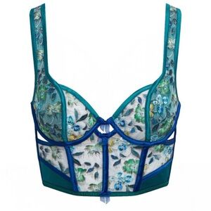 For Love and Lemons Wrap Ikat Long Line Embroidered Bustier Small